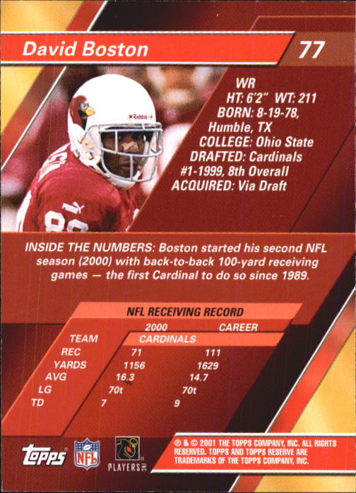 2001 Topps Reserve Football Cards - Picture 63 of 91
