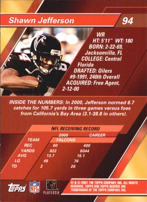 2001 Topps Reserve Football Cards - Picture 77 of 91