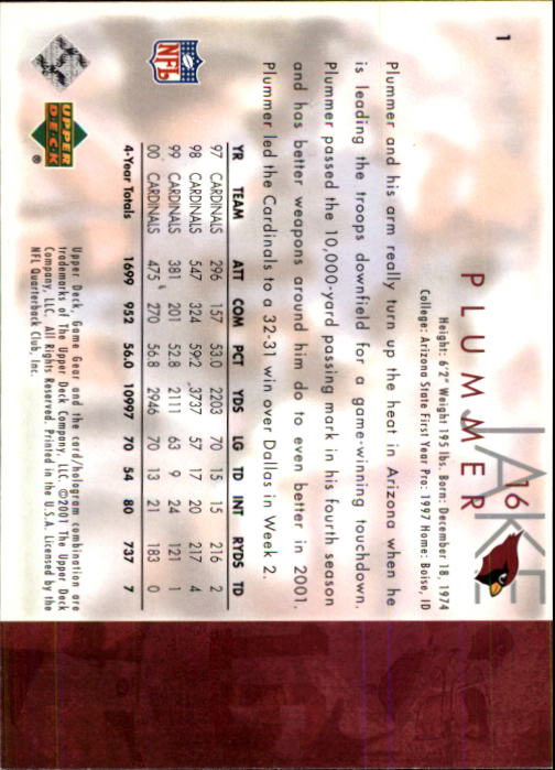 2001 Game Gear (Upper Deck) Football Cards - Picture 177 of 177