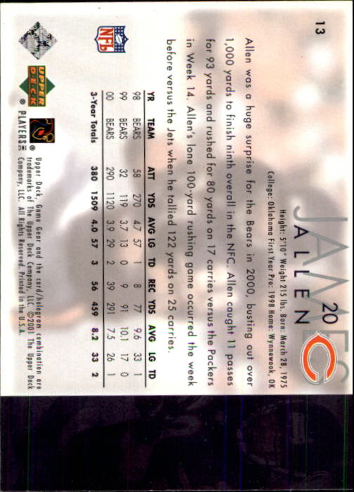 2001 Game Gear (Upper Deck) Football Cards - Picture 153 of 177