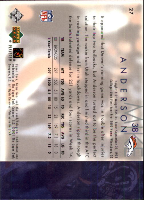 2001 Game Gear (Upper Deck) Football Cards - Picture 127 of 177