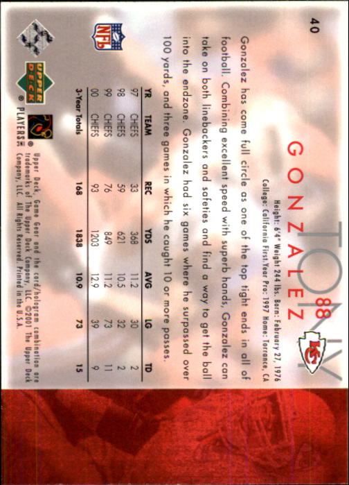 2001 Game Gear (Upper Deck) Football Cards - Picture 103 of 177