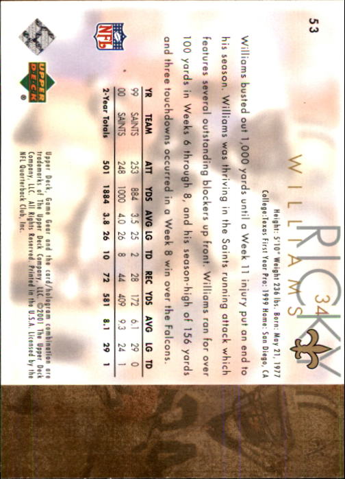 2001 Game Gear (Upper Deck) Football Cards - Picture 77 of 177
