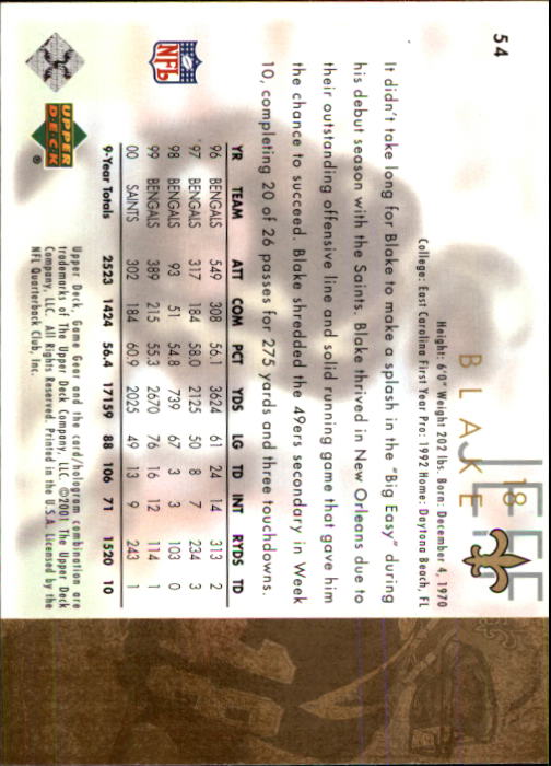 2001 Game Gear (Upper Deck) Football Cards - Picture 75 of 177