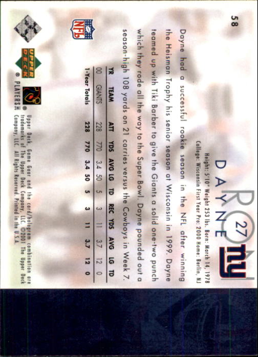 2001 Game Gear (Upper Deck) Football Cards - Picture 69 of 177
