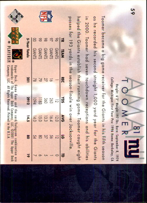 2001 Game Gear (Upper Deck) Football Cards - Picture 67 of 177