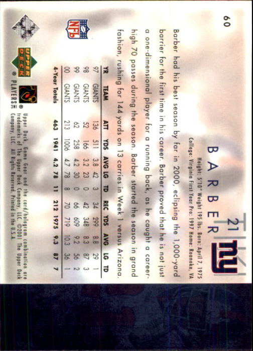 2001 Game Gear (Upper Deck) Football Cards - Picture 65 of 177
