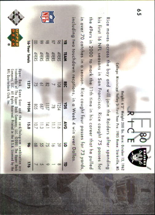 2001 Game Gear (Upper Deck) Football Cards - Picture 57 of 177