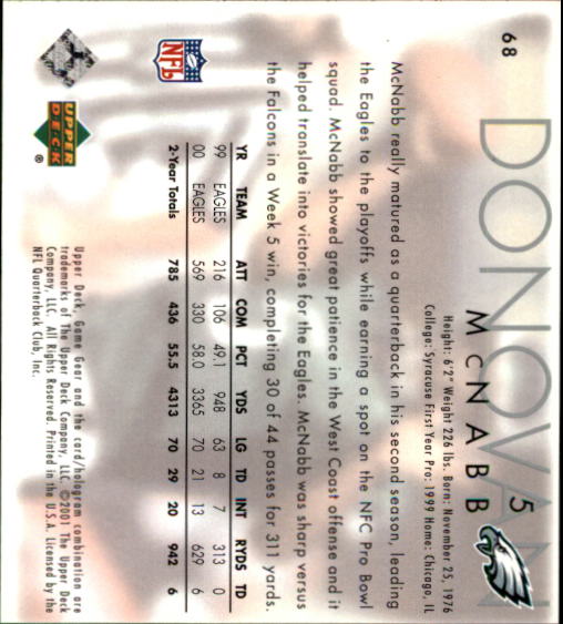 2001 Game Gear (Upper Deck) Football Cards - Picture 51 of 177