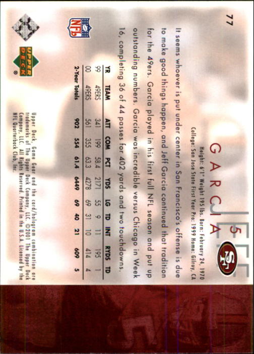 2001 Game Gear (Upper Deck) Football Cards - Picture 35 of 177
