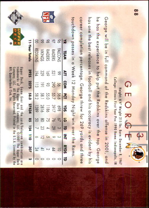 2001 Game Gear (Upper Deck) Football Cards - Picture 13 of 177