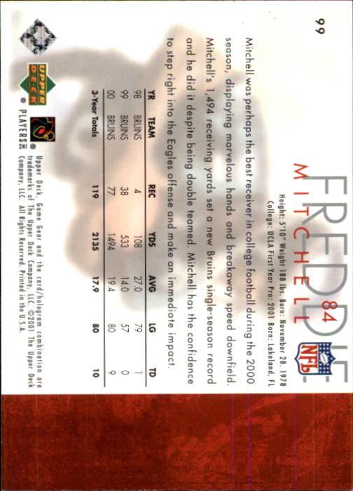 2001 Game Gear (Upper Deck) Football Cards - Picture 7 of 177