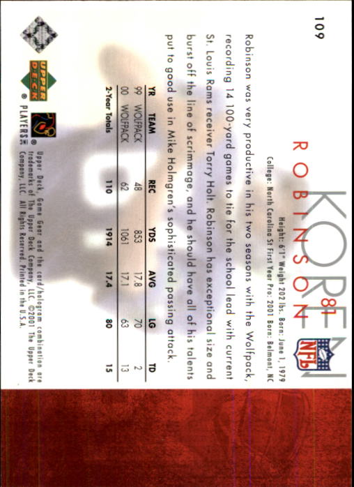 2001 Game Gear (Upper Deck) Football Cards - Picture 5 of 177
