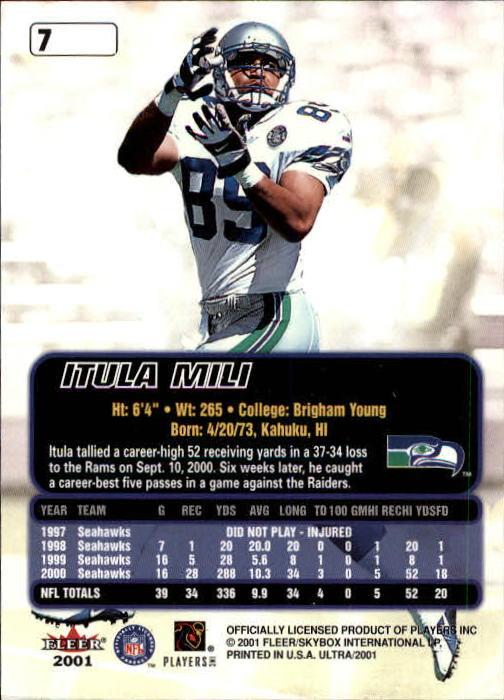 2001 Ultra (Fleer) Football "Main Set" Cards - Picture 7 of 197
