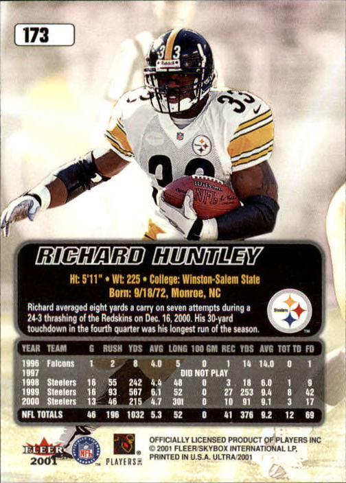 2001 Ultra (Fleer) Football "Main Set" Cards - Picture 137 of 197
