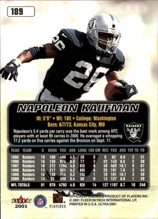 2001 Ultra (Fleer) Football "Main Set" Cards - Picture 151 of 197