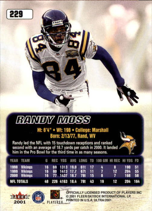 2001 Ultra (Fleer) Football "Main Set" Cards - Picture 173 of 197