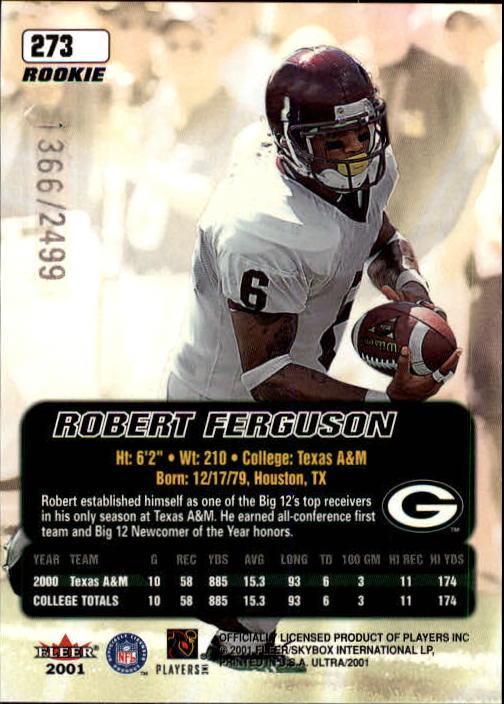 2001 Ultra (Fleer) Football "Main Set" Cards - Picture 189 of 197