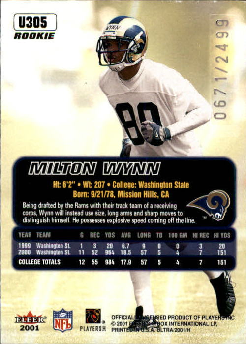 2001 Ultra (Fleer) Football "Main Set" Cards - Picture 197 of 197