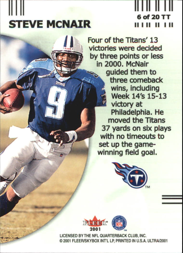2001 Ultra Two Minute Thrill #6 Steve McNair back image