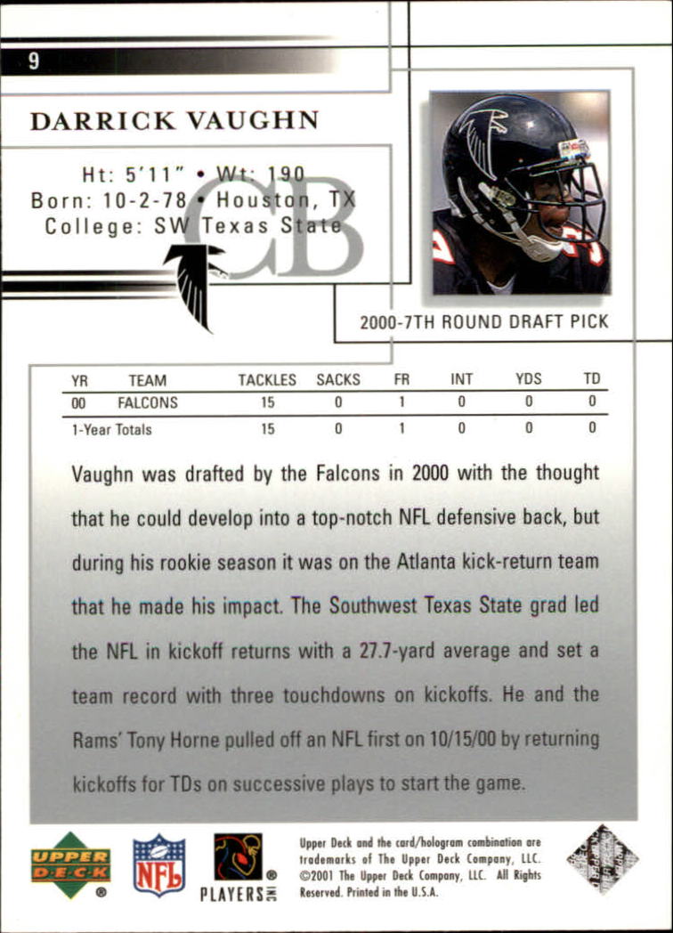 2001 Upper Deck Football "Main Set" Cards - Picture 19 of 361
