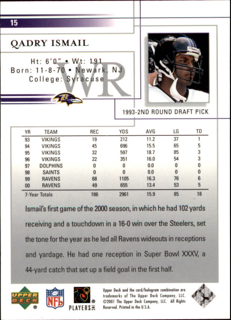 2001 Upper Deck Football "Main Set" Cards - Picture 29 of 361
