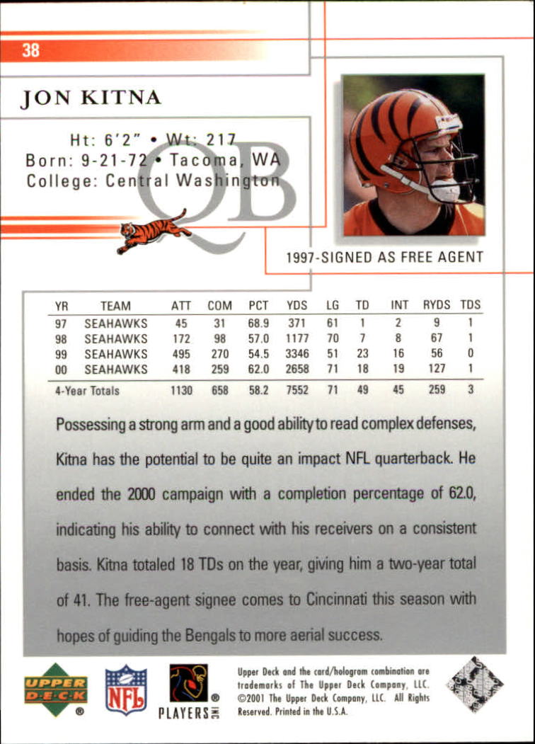 2001 Upper Deck Football "Main Set" Cards - Picture 75 of 361