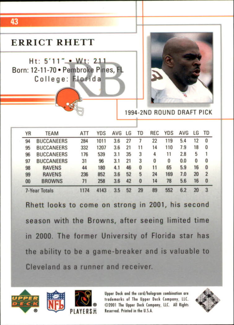 2001 Upper Deck Football "Main Set" Cards - Picture 85 of 361