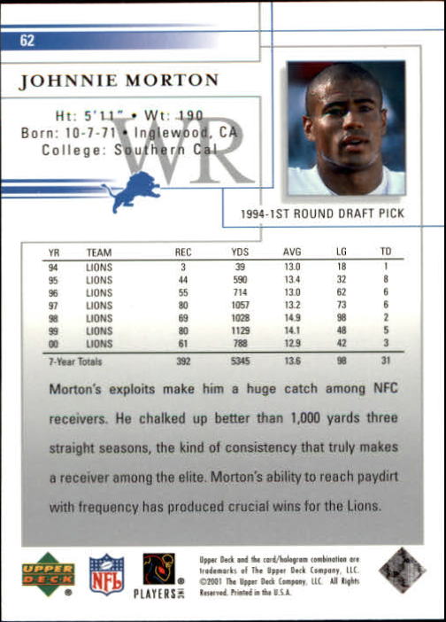 2001 Upper Deck Football "Main Set" Cards - Picture 117 of 361