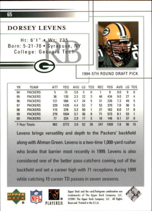 2001 Upper Deck Football "Main Set" Cards - Picture 123 of 361