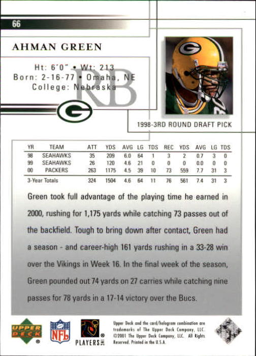 2001 Upper Deck Football "Main Set" Cards - Picture 125 of 361