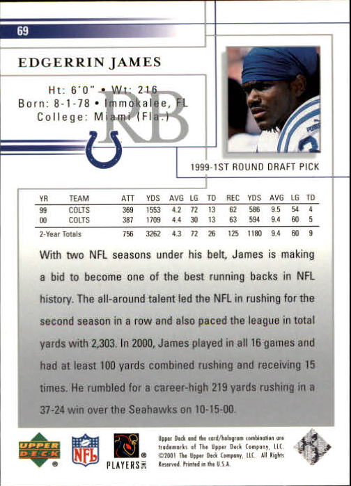 2001 Upper Deck Football "Main Set" Cards - Picture 131 of 361