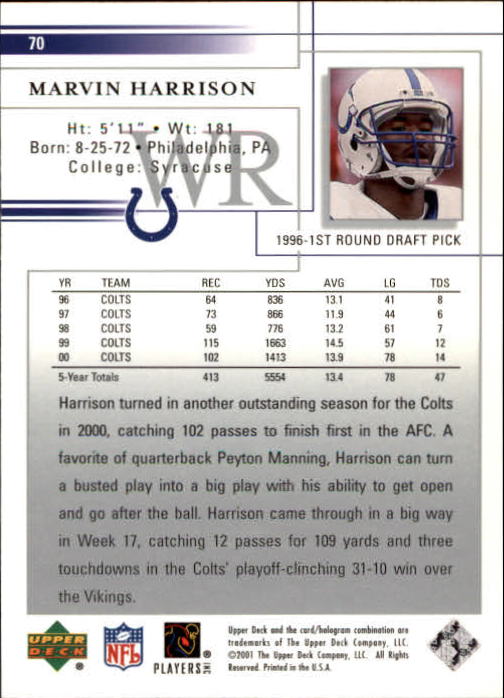 2001 Upper Deck Football "Main Set" Cards - Picture 133 of 361