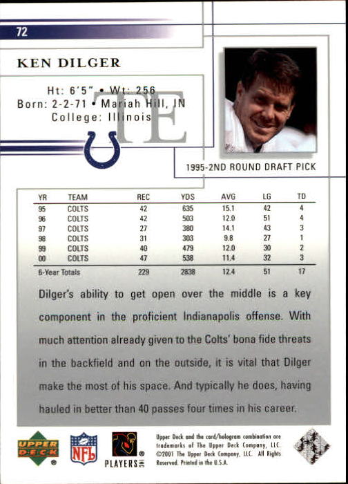 2001 Upper Deck Football "Main Set" Cards - Picture 137 of 361