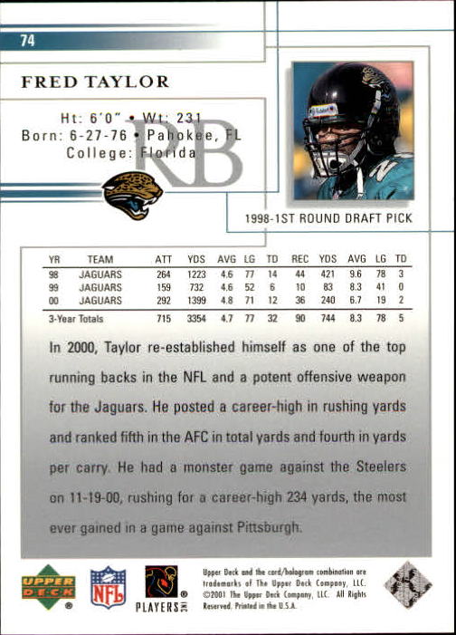 2001 Upper Deck Football "Main Set" Cards - Picture 139 of 361