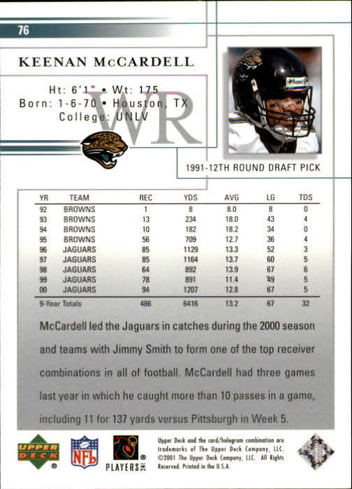 2001 Upper Deck Football "Main Set" Cards - Picture 143 of 361