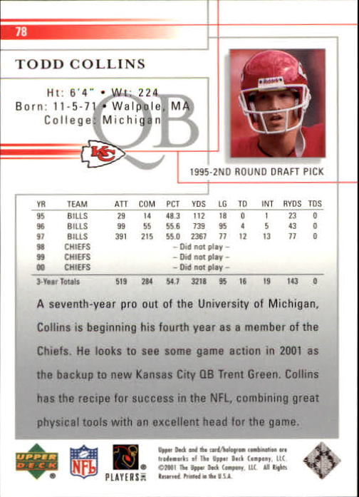 2001 Upper Deck Football "Main Set" Cards - Picture 147 of 361