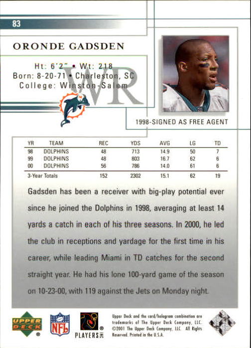 2001 Upper Deck Football "Main Set" Cards - Picture 157 of 361