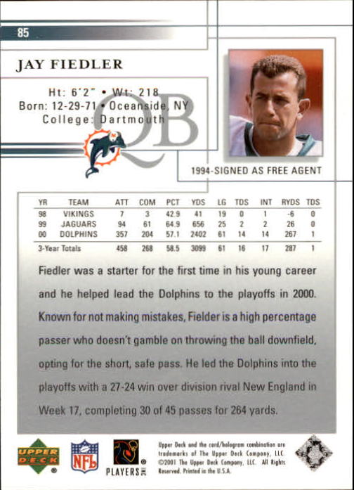 2001 Upper Deck Football "Main Set" Cards - Picture 161 of 361