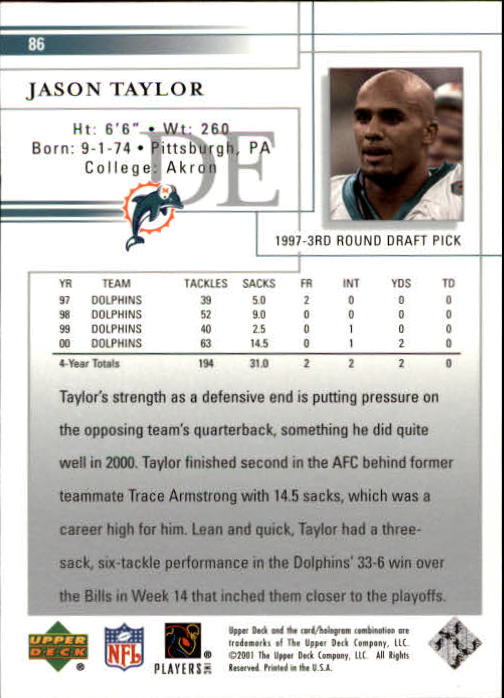 2001 Upper Deck Football "Main Set" Cards - Picture 163 of 361