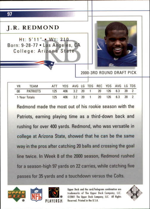 2001 Upper Deck Football "Main Set" Cards - Picture 181 of 361