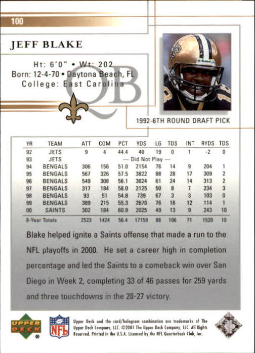 2001 Upper Deck Football "Main Set" Cards - Picture 187 of 361