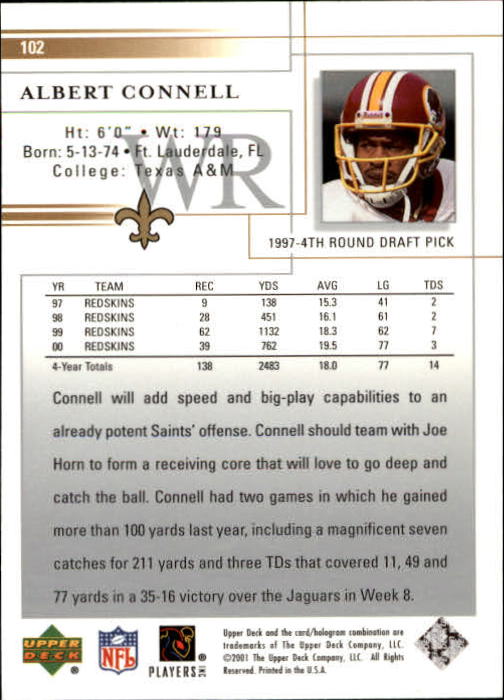 2001 Upper Deck Football "Main Set" Cards - Picture 191 of 361