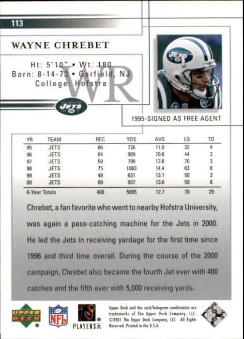 2001 Upper Deck Football "Main Set" Cards - Picture 209 of 361