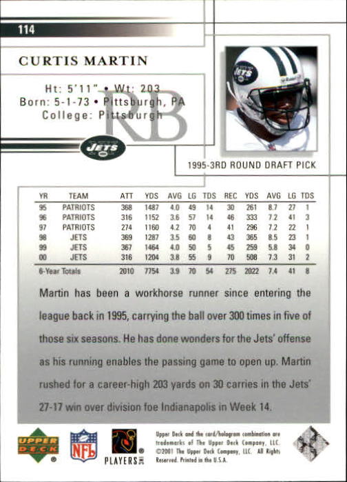 2001 Upper Deck Football "Main Set" Cards - Picture 211 of 361
