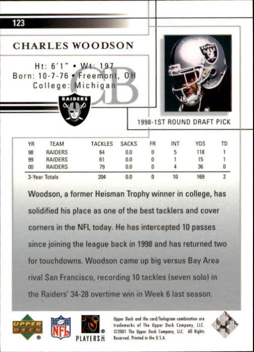 2001 Upper Deck Football "Main Set" Cards - Picture 229 of 361