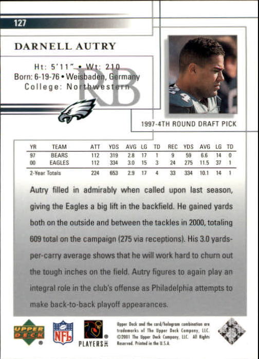 2001 Upper Deck Football "Main Set" Cards - Picture 237 of 361