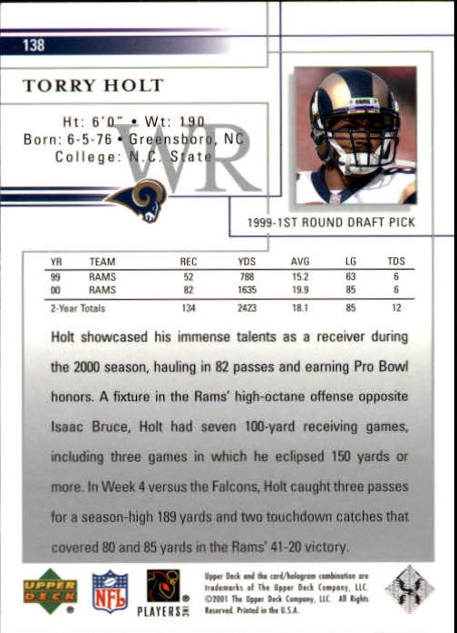 2001 Upper Deck Football "Main Set" Cards - Picture 257 of 361