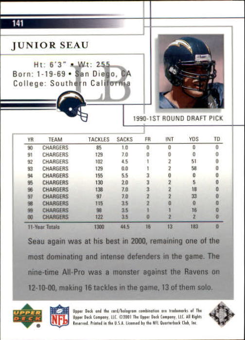 2001 Upper Deck Football "Main Set" Cards - Picture 263 of 361