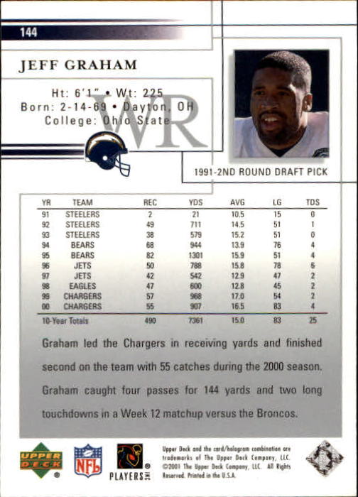 2001 Upper Deck Football "Main Set" Cards - Picture 269 of 361